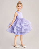 Lavender Organza Ball Gown Girls Formal Dress Front View