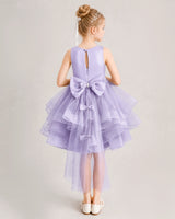 Lavender Tulle A-line Girls Formal Dress Back View