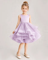 Lilac Tulle Ball Gown Girls Formal Dress Front View