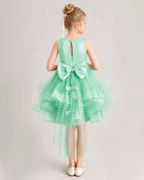 Mint Green Tulle A-line Girls Formal Dress Back View