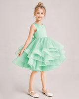 Mint Green Tulle Ball Gown Girls Formal Dress Side View