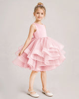 Pink Tulle Ball Gown Girls Formal Dress Side View