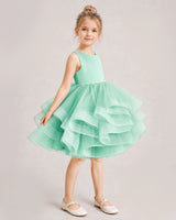 Turquoise Tulle Ball Gown Girls Formal Dress Side View