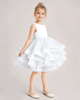 White Organza A-line Girls Formal Dress Front View