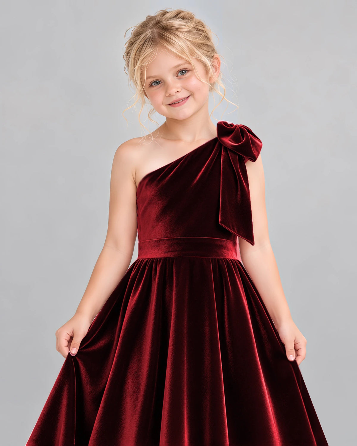 Burgundy Ball Gown Girls Formal Dress Detail [Shared]