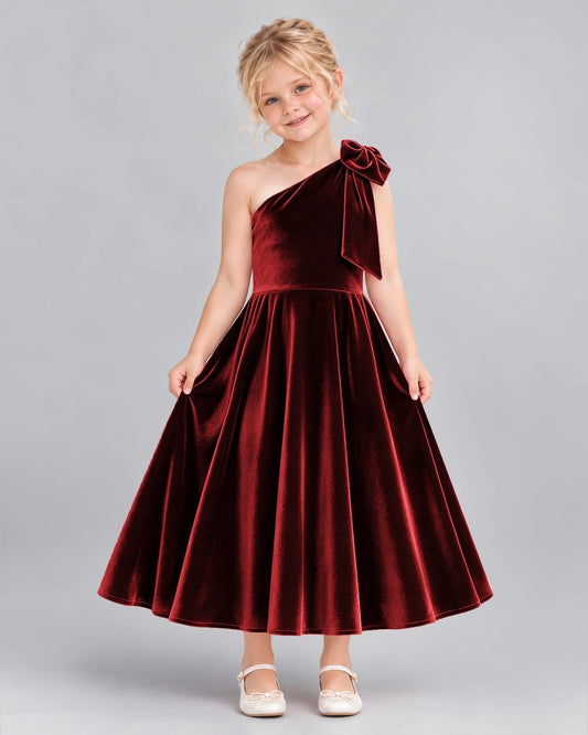 Burgundy Ball Gown Girls Formal Dress Front