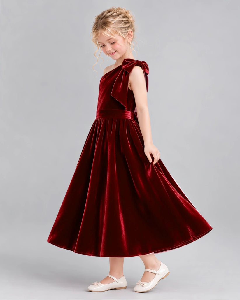Burgundy Ball Gown Girls Formal Dress Side [Shared]