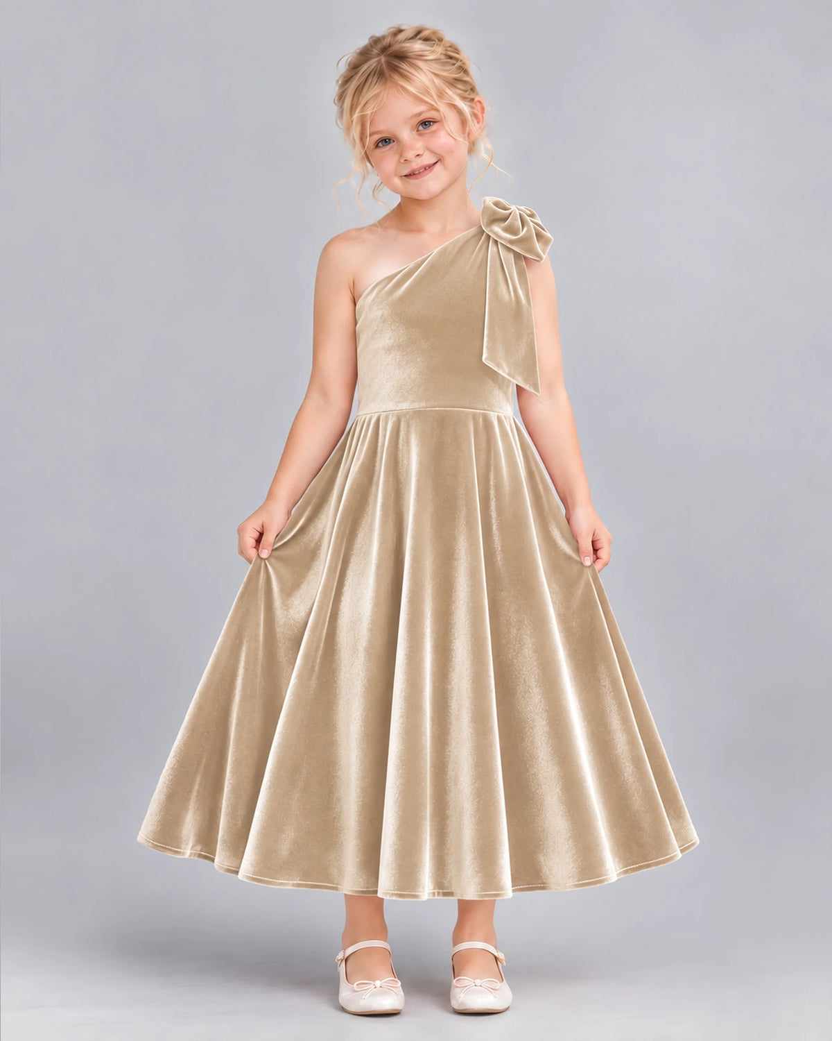 Champagne Ball Gown Girls Formal Dress Front