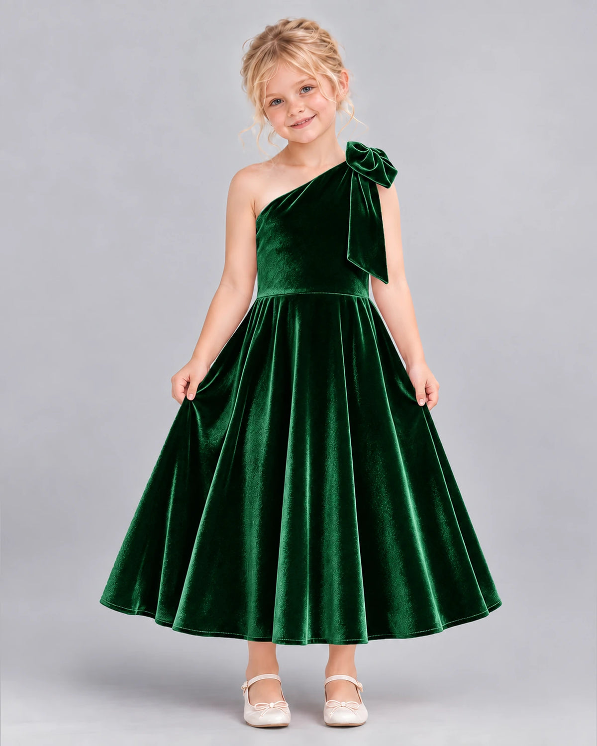 Dark Green Ball Gown Girls Formal Dress Front