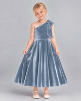 Dusty Blue Ball Gown Girls Formal Dress Front