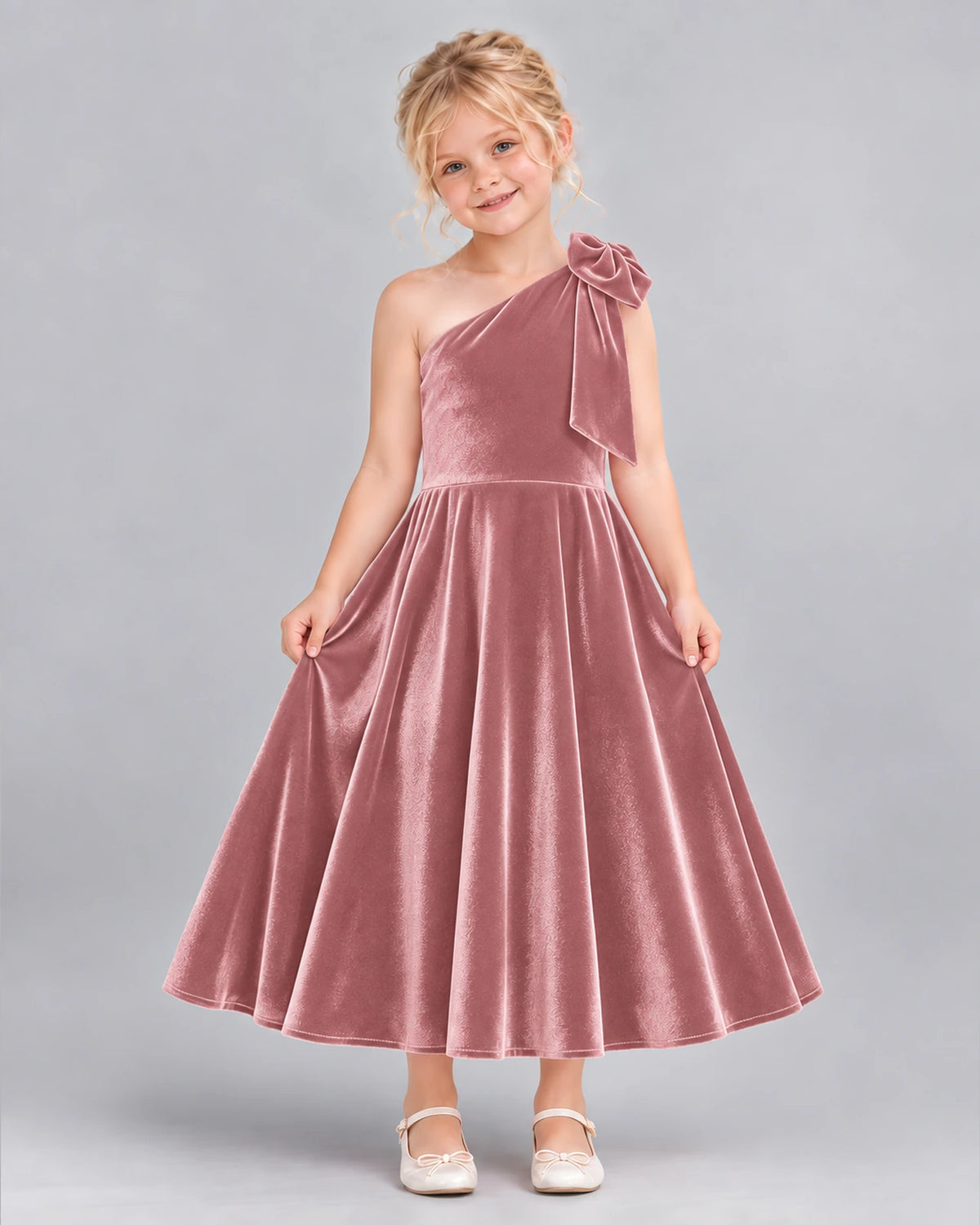 Dusty Rose Ball Gown Girls Formal Dress Front