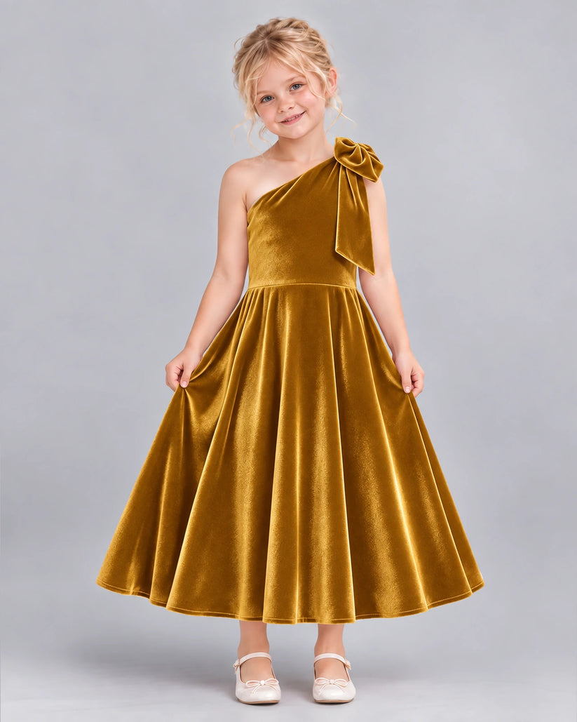 Gold Ball Gown Girls Formal Dress Front