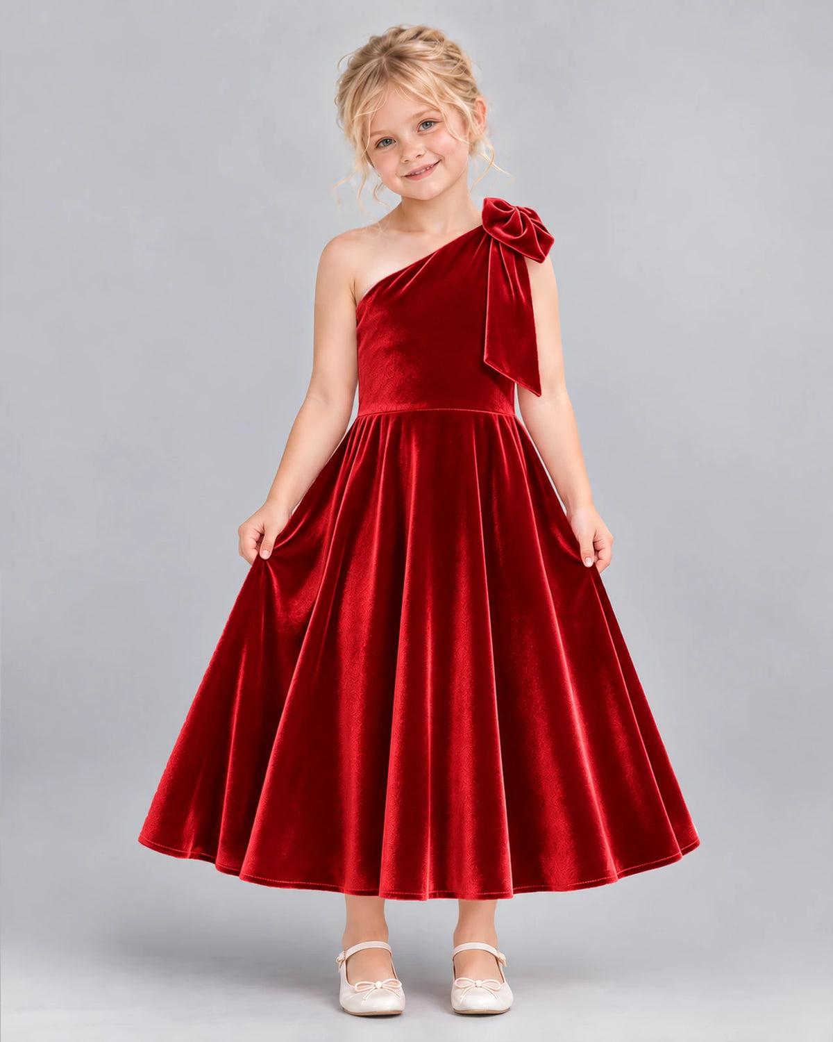 Red Ball Gown Girls Formal Dress Front