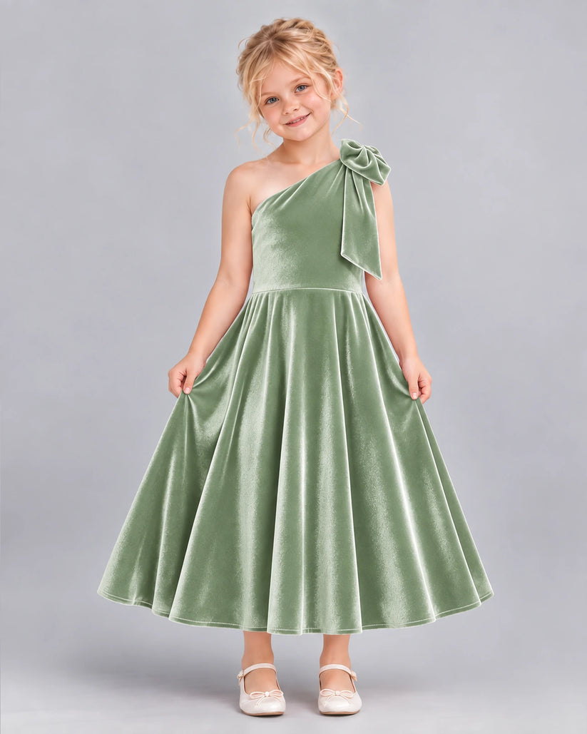 Sage Green Ball Gown Girls Formal Dress Front
