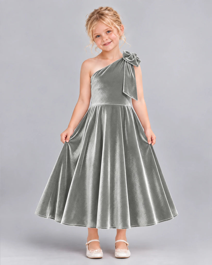 Silver Ball Gown Girls Formal Dress Front