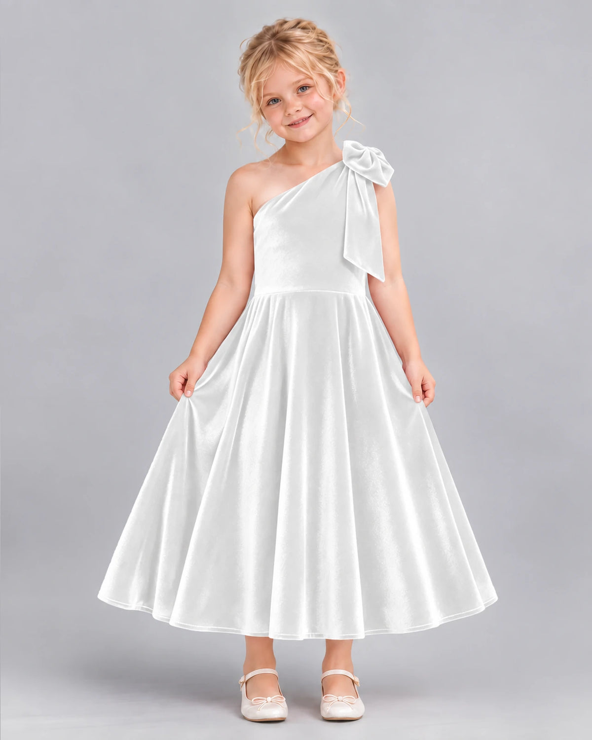 White Ball Gown Girls Formal Dress Front