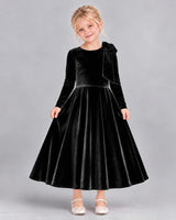Black A-line Girls Formal Dress Front