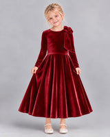 Burgundy A-line Girls Formal Dress Front