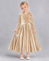 Champagne A-line Girls Formal Dress Front