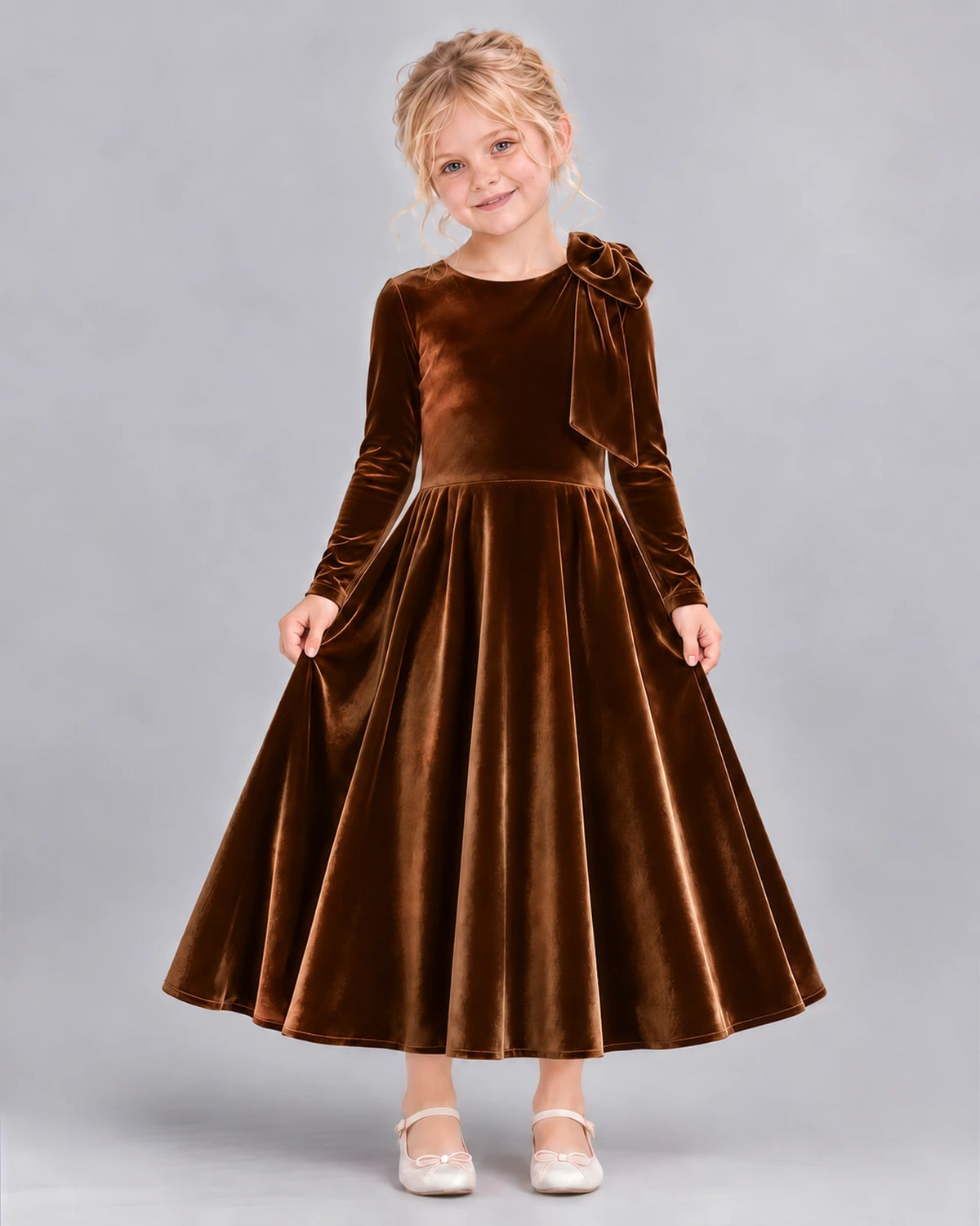 Chocolate A-line Girls Formal Dress Front