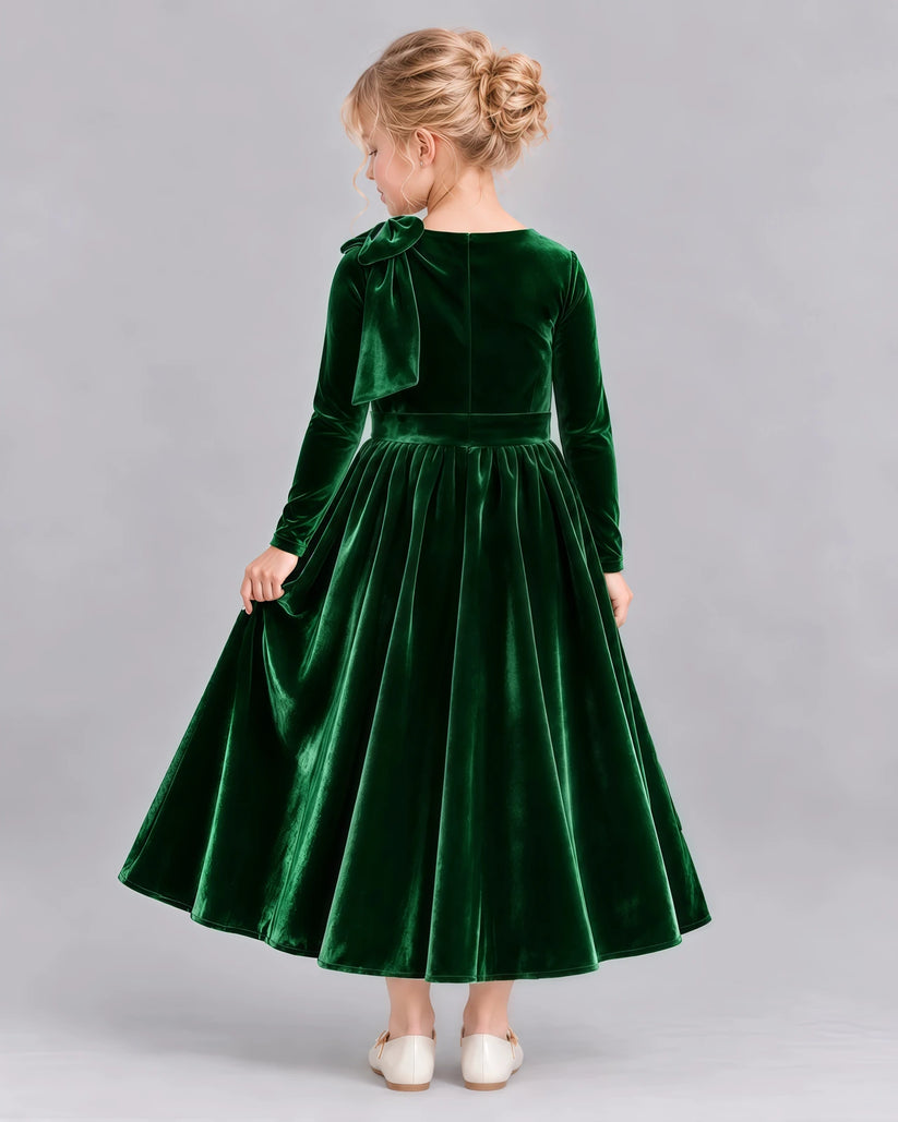 Dark Green A-line Girls Formal Dress Back [Shared]