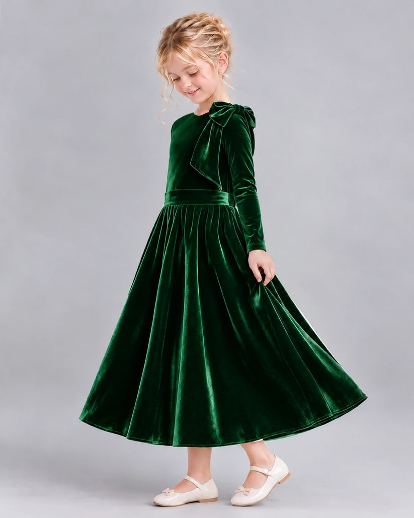 Dark Green A-line Girls Formal Dress Side [Shared]