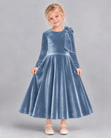 Dusty Blue A-line Girls Formal Dress Front