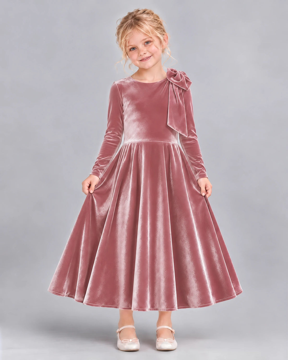 Dusty Rose A-line Girls Formal Dress Front