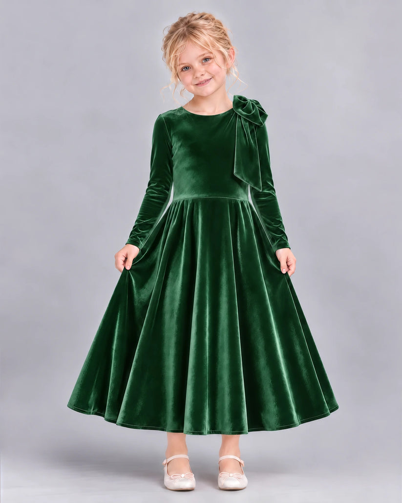 Emerald Green A-line Girls Formal Dress Front
