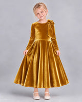 Gold A-line Girls Formal Dress Front