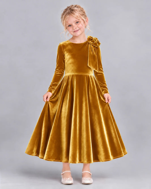 Gold A-line Girls Formal Dress Front