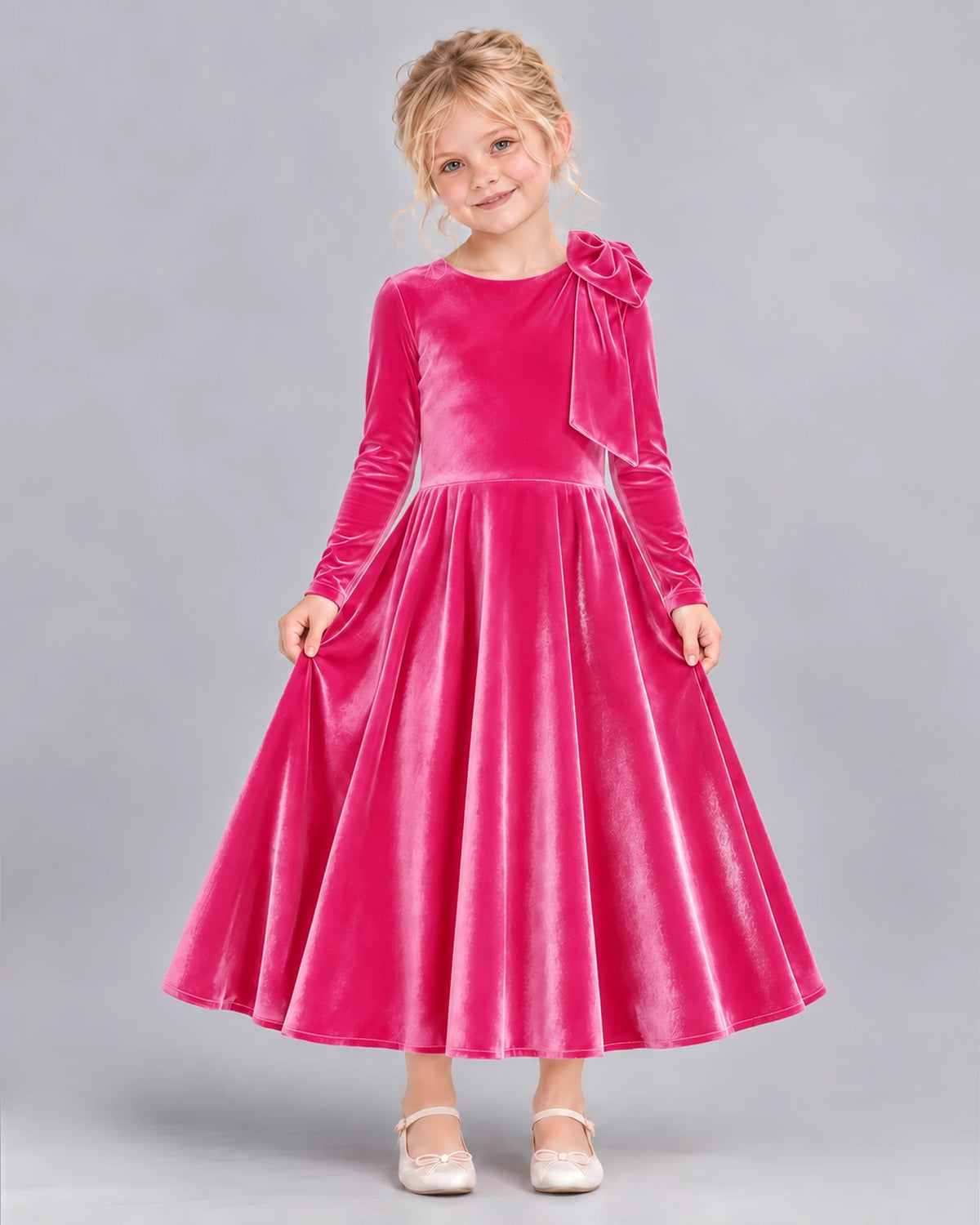 Hot Pink A-line Girls Formal Dress Front