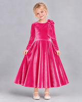 Hot Pink A-line Girls Formal Dress Front