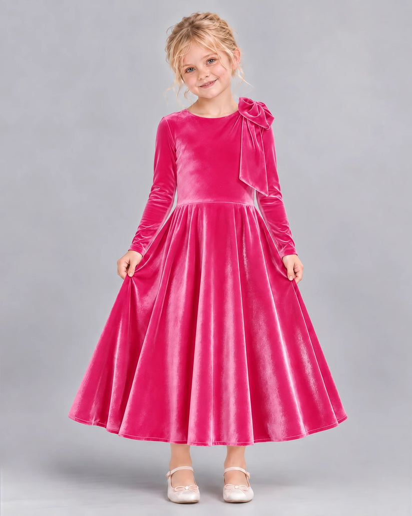Hot Pink A-line Girls Formal Dress Front