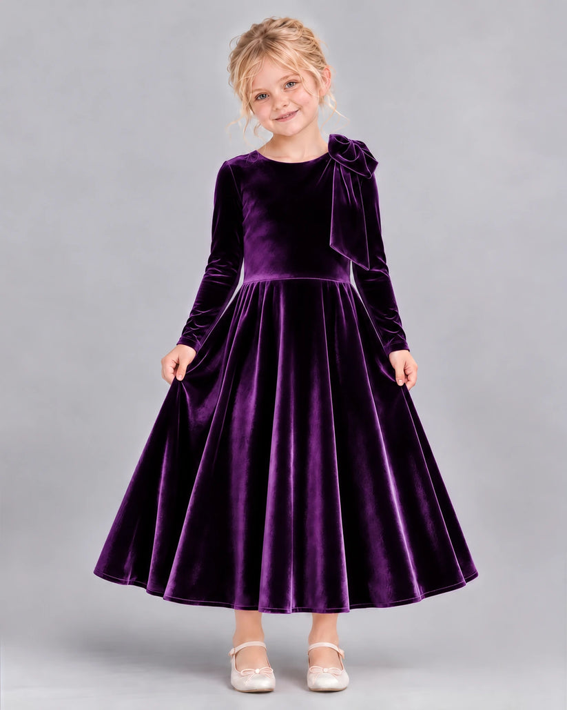 Purple A-line Girls Formal Dress Front