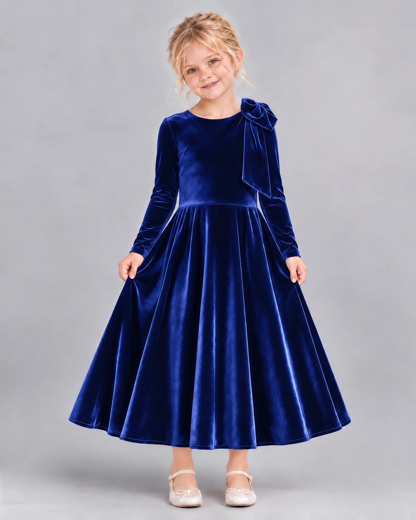 Royal Blue A-line Girls Formal Dress Front