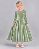 Sage Green A-line Girls Formal Dress Front