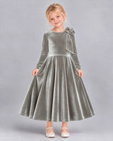 Silver A-line Girls Formal Dress Front