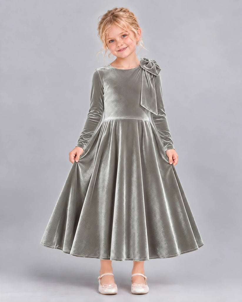 Silver A-line Girls Formal Dress Front