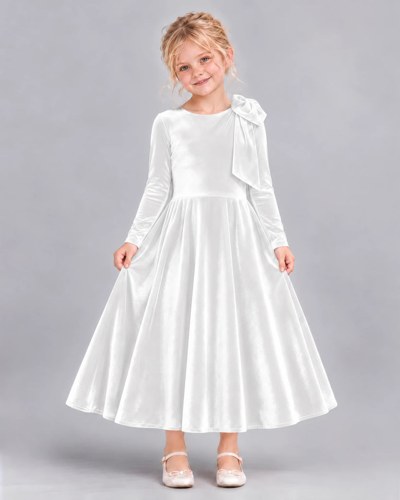 White A-line Girls Formal Dress Front