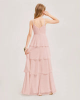 Blush Pink Chiffon A-line Junior Bridesmaid Dress Back View