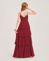 Burgundy Chiffon A-line Junior Bridesmaid Dress Back View