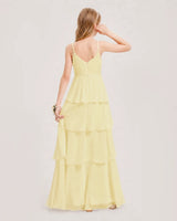 Daffodil Chiffon A-line Junior Bridesmaid Dress Back View