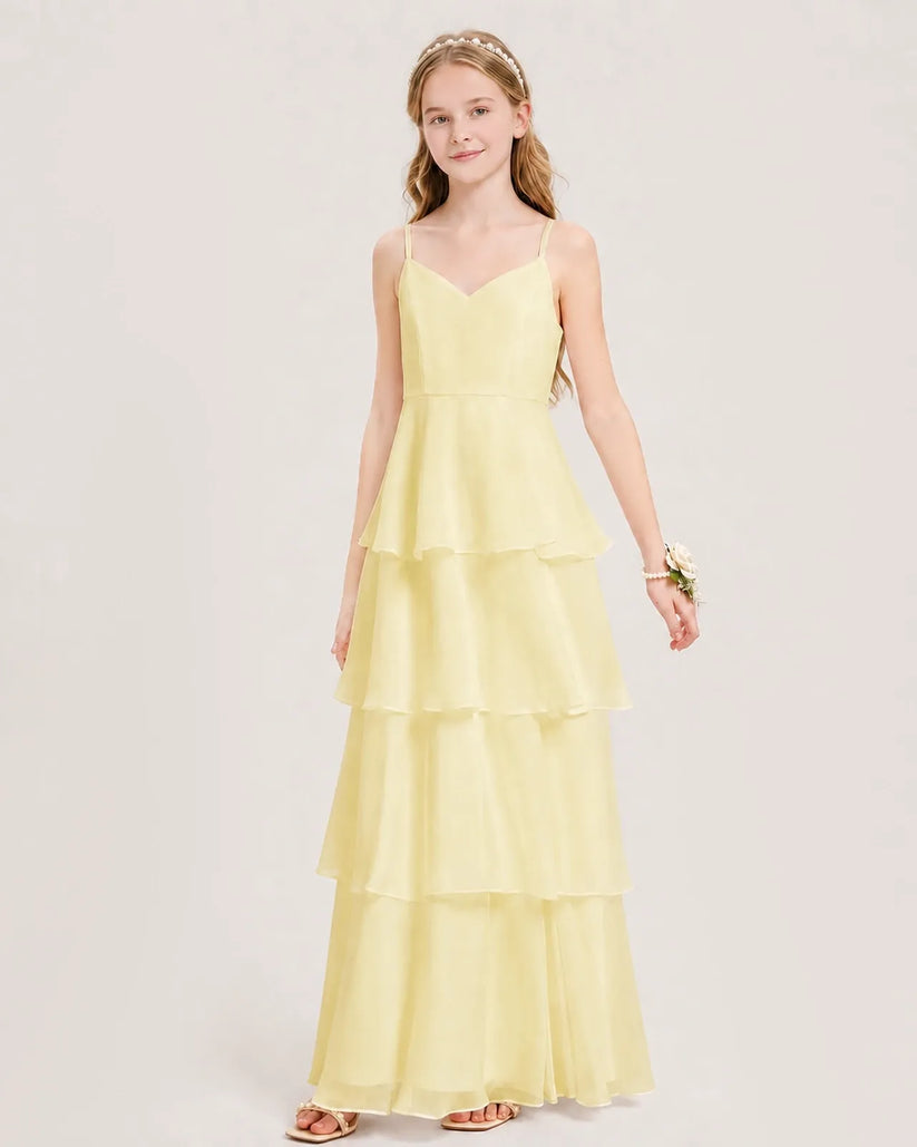Daffodil Chiffon A-line Junior Bridesmaid Dress Front View