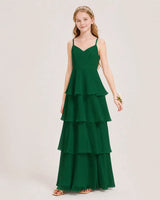 Dark Green Chiffon A-line Junior Bridesmaid Dress Front View