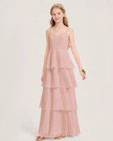 Dusty Rose Chiffon A-line Junior Bridesmaid Dress Front View