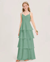 Eucalyptus Chiffon A-line Junior Bridesmaid Dress Front View