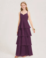 Grape Chiffon A-line Junior Bridesmaid Dress Front View