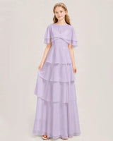 Lavender Chiffon A-line Junior Bridesmaid Dress Front View