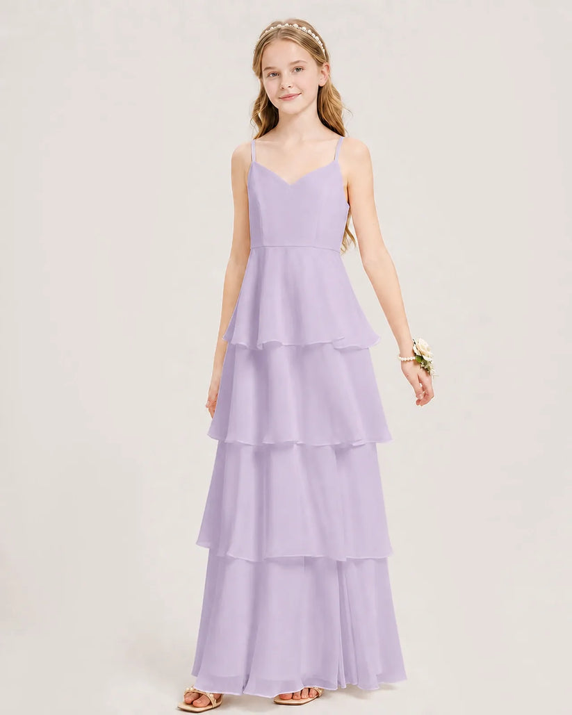 Lavender Chiffon A-line Junior Bridesmaid Dress Front View